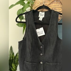 BELLE VERE black Jean Vest SMALL